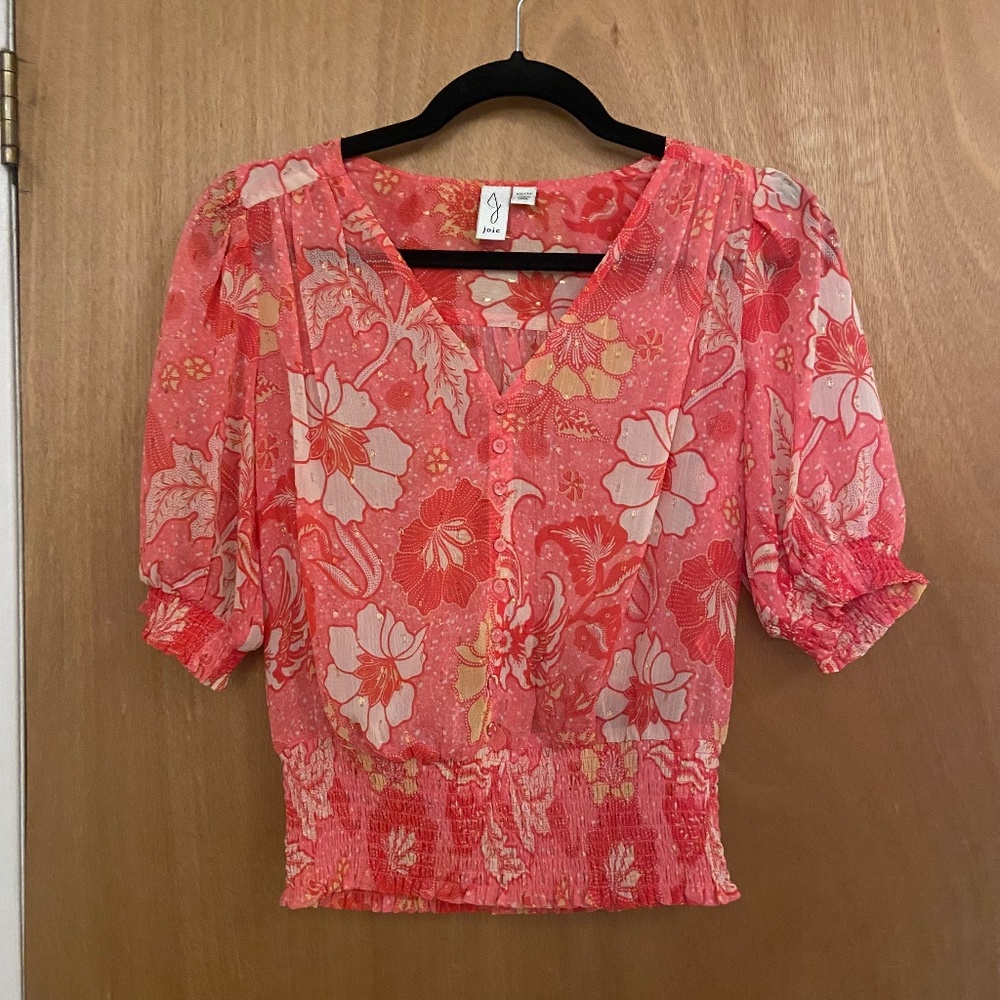 Joie Puff Sleeve Smocked Top